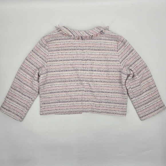 Carmen Marc Valvo Pink Stripped Tweed Blazer Size:12 - Picture 4 of 6